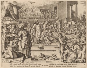 Viele werden getauft von Philip Galle after Maerten van Heemskerck