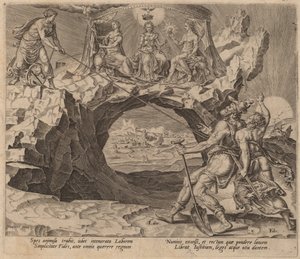 Der fleißige Arbeiter, der nach der Gerechtigkeit des Herrn strebt von Philip Galle after Maerten van Heemskerck