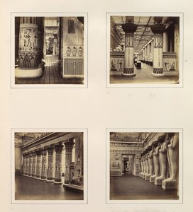Blick durch ägyptische Säulen in klassische Skulpturen, ca. 1859