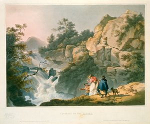 Touristen betrachten einen Wasserfall, Katarakt am Llugwy