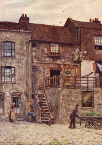 Alte Häuser, innerer Hof des White Hart Inn, Southwark, 1884 von Philip Norman
