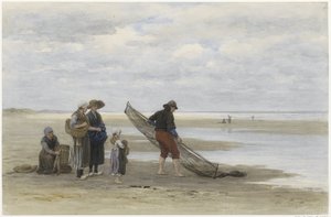 Garnelenfischer am Strand von Philip Sadée