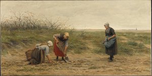Scheveninger Frauen beim Nachlesen eines abgeernteten Kartoffelfeldes von Philip Sadée