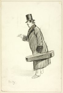 Mann mit Geigenkasten von Philip William May