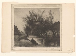 Dorfszene mit Graben und Booten von Philip Zilcken (signed by artist)