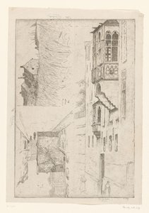 Kornfeld mit Häusern und zwei Ansichten von Häusern in einer Stadt von Philip Zilcken (signed by artist)