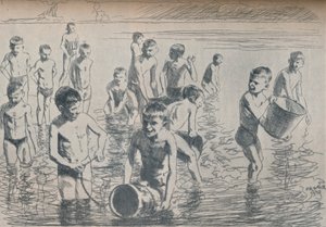 Jungen beim Baden, um 1911 von Philipp Franck