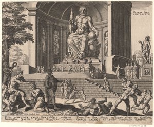 Die Statue des Jupiter in Olympia aus der Serie Die achten Wunder der Welt nach Maarten van Heemskerck, 1572 von Philipp Galle