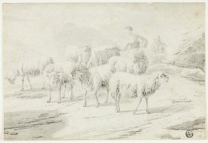 Hirtin und Schafe von Philipp Peter Roos