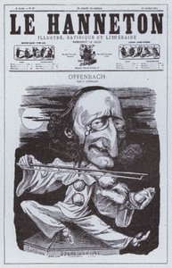 Karikatur des deutsch-französischen Komponisten Jacques Offenbach (Lithografie) von Philippe Auguste Cattelain