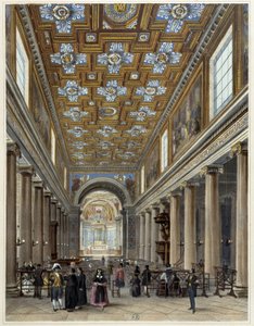 Innenraum der Kirche Notre-Dame de Lorette - in „Promenade dans Paris et ses environs“, Zeichnungen von Jacottet und Benoist, ed. Gihaut Frères von Philippe Benoist