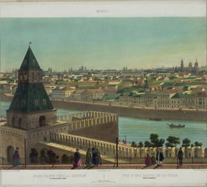 Blick auf Zamoskvorechye von der Kremlmauer aus einem Panoramablick auf Moskau in 10 Teilen, ca. 1848
