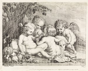 Christus, Johannes der Täufer und zwei Putti