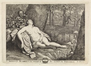 Schlafende Nymphe von einem Satyr beobachtet