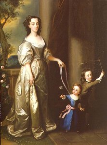 Porträt von Mrs. Thomas Fane mit ihren Kindern John und Anne von Philippe Mercier