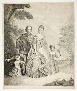 Die Familienpromenade, auch genannt Philippe Mercier, seine erste Frau und Familie
