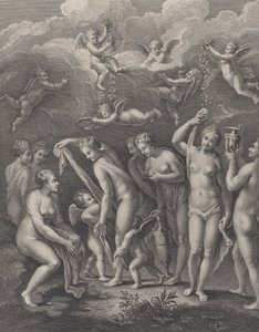 Hera, Aphrodite und Athena bereiten sich auf den Schönheitswettbewerb vor, ca. 1729-40 von Philippe Simonneau