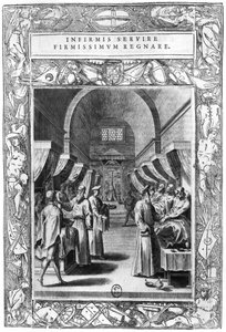 Hospitaliter des Ordens von St. Johannes von Jerusalem kümmern sich um die Kranken