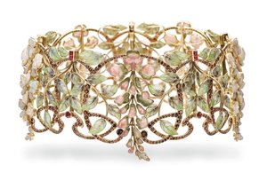 Art Nouveau Multi-Edelstein und Emaille 