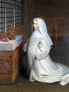 Porträt von Marguerite Périer, Insassin des Klosters Port Royal des Champs (Port-Royal-des-Champs) und Nichte von Pascal („Zu Christus dem Erlöser: Marguerite Périer, ein 10-jähriges Mädchen, dessen linkes Auge durch den Kontakt mit dem belebenden Dorn geh