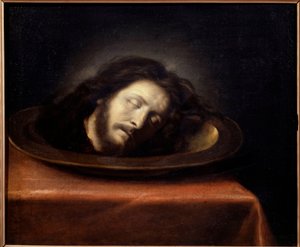 Kopf von Johannes dem Täufer auf einer Platte von Philippe de (school of) Champaigne