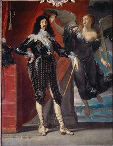 Ganzkörperporträt von Ludwig XIII. gekrönt von der Siegesgöttin von Philippe de Champaigne