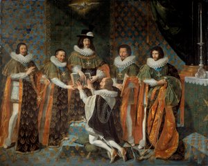 Empfang von Louis XIII. von Henri II. von Orléans, Herzog von Longueville und Estouville, Souveräner Prinz von Neufchâtel, Ritter des Ordens des Heiligen Geistes am 15.05.1633