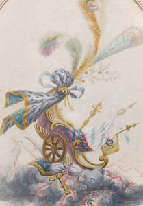 Entwurf für eine Lampasseide mit einem Triumphwagen auf einer Wolke, ca. 1770-75 von Philippe de Lasalle