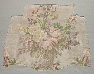 Seidenfragment, Teil eines Panels namens Le panier fleuri, 1770 von Philippe de Lasalle
