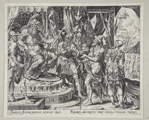 Achior bittet Holofernes für die Israeliten
