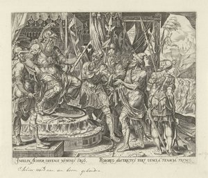 Achior vor Holofernes (Geschichte von Judit und Holofernes) von Philips Galle