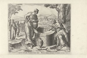 Christus und die Samariterin am Brunnen von Philips Galle
