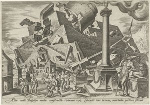 Die Zerstörung des Turms von Babel von Philips Galle