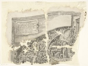 Linkeroberer Ecke eines Drucks der Szene von Cebes (Tabula Cebetis Carta Vitae) von Philips Galle