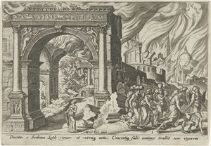 Lot und seine Familie verlassen die Stadt Sodom (Die Unglückstage des jüdischen Volkes)