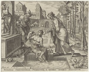 Älteste versuchen Susanna zu verführen von Philips Galle