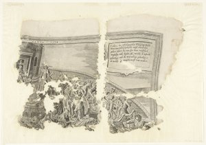 Rechteroberer Ecke einer Druckgrafik der Szene von Cebes (Tabula Cebetis Carta Vitae) von Philips Galle