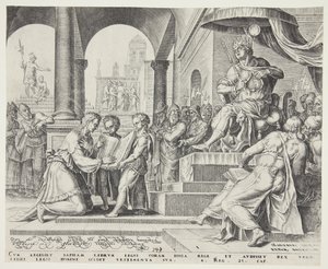 Saphan liest Josia das Gesetzbuch vor von Philips Galle