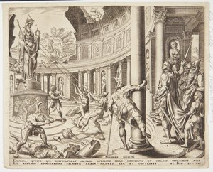 Die Zerstörung des Tempels von Ashtoreth, Chemosh und Milcom von Philips Galle