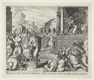 Die Menschen von Ninive bereuen nach dem Hören der Prophezeiungen von Jona von Philips Galle