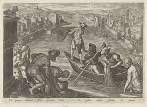 Fischfang mit Netz
Jagdszenen (Serientitel)
In quibus omne genus venationis, aucupij, piscatusque (Serientitel) von Philips Galle