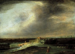 Landschaft mit einer fernen Stadt von Philips Koninck