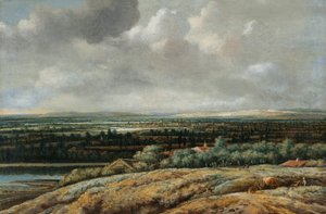 Panorama-Landschaft mit einer Stadt im Hintergrund von Philips Koninck
