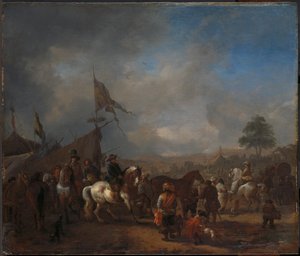 Pferdemarkt in der Nähe eines Armeelagers