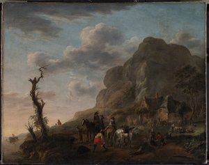 Landschaft mit Reitern in Ruhe von Philips Wouwerman