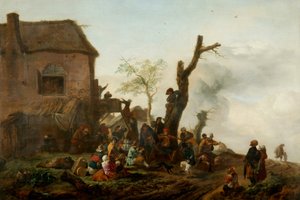 Fröhliche Gesellschaft vor einem Gasthaus von Philips Wouwermans or Wouwerman