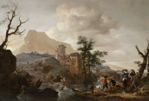 Hirschjagd in einem Fluss, ca. 1650-1655 von Philips Wouwerman