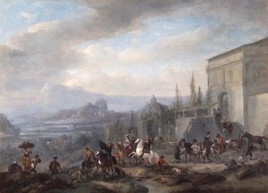 Die Abreise einer Falkenjagdgesellschaft, nach c.1650 von Philips Wouwermans or Wouwerman