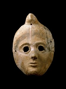 Phönizische Kunst: Terrakotta-Frauenmaske. Aus Puerta de la Tierra. 4. - 3. Jahrhundert v. Chr. Cádiz, Museo de Cádiz, Spanien von Phoenician