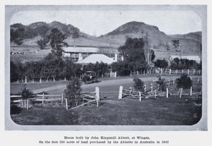 Haus gebaut von John Kingsmill Abbott, in Wingen, auf den ersten 330 Hektar Land, die die Abbotts 1843 in Australien kauften
